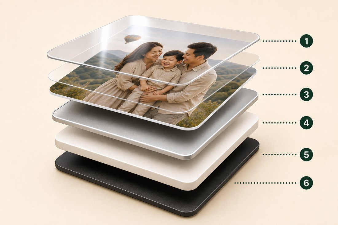 Cấu tạo 6 lớp của ảnh nam châm Anacha